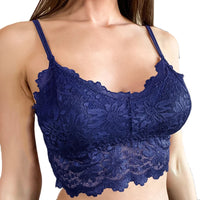 Corset dentelle bleue à bralette rembourrée sans armatures