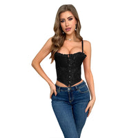 Bustier noir en dentelle sans manches et bretelles spaghetti