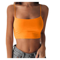 Top bustier orange pétant sans manches à bretelle