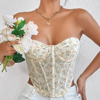 Corset bustier avec motif fleur sans bretelles