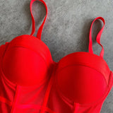 Crop top bustier rouge avec bretelles