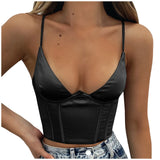 Top corset Pailleté noir avec décolleté plongeant