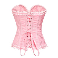 Corset sexy pour femme rose en jacquard