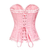 Corset sexy pour femme rose en jacquard