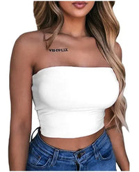 Top bustier pour femme sans bretelle blanc