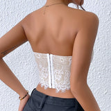 Corset blanc en dentelle avec soutien-gorge push-up