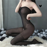 Combinaison bustier avec rayure sexy en dentelle noire