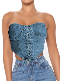 Corset en jean fermeture à lacet