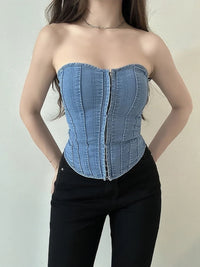 Bustier en jean femme sans bretelles