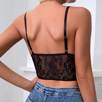 Top Bustier noir en petite dentelle sans manches