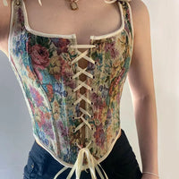 Bustier corset à laçage fleuri