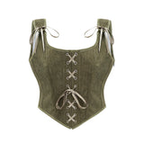 Corset vert sans dos avec noeud de décoration