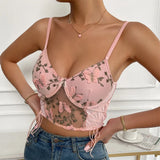 Top corset sexy rose en dessous de la poitrine