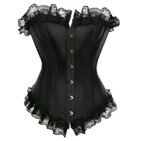 Corset noir sexy pour femmes en satin et armatures