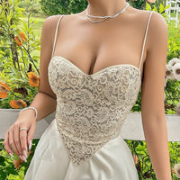 Crop top bustier à lacets dentelle