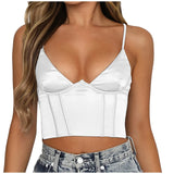 Top corset Pailleté blanc avec décolleté plongeant