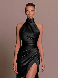 Robe corset Longue Sexy Sans Manches et Dos Nu de couleur noire