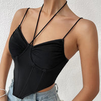 Top corset noir Sexy Mesh Halter Slim Chic