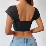 Crop top Bustier noir à boucle frontale