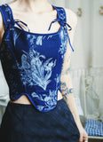 Corset vintage imprimé bleu