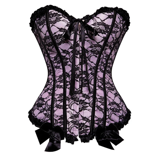 Corset Sexy rose avec lacet