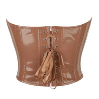 Corset marron en similicuir brillant