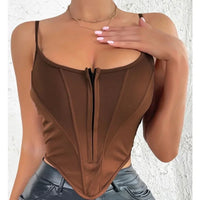 Corset Crop Top pour femme marron