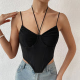 Top corset noir Sexy Mesh Halter Slim Chic