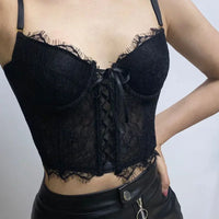 Top corset bustier avec dentelle fine noire