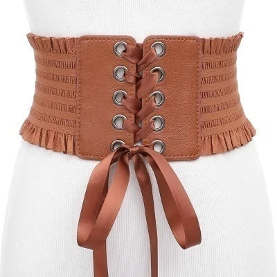 Ceinture corset marron forme bandage