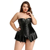 Corset bustier en faux cuir grande taille