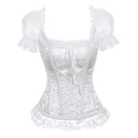 Corset blanc sans manche en dentelle 