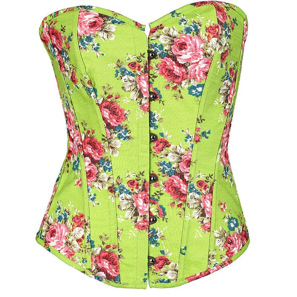 corset fleuri vert