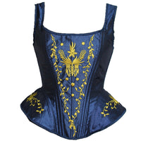 Corset Bleu Motif Doré