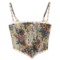 Haut Corset Fleuri lacet