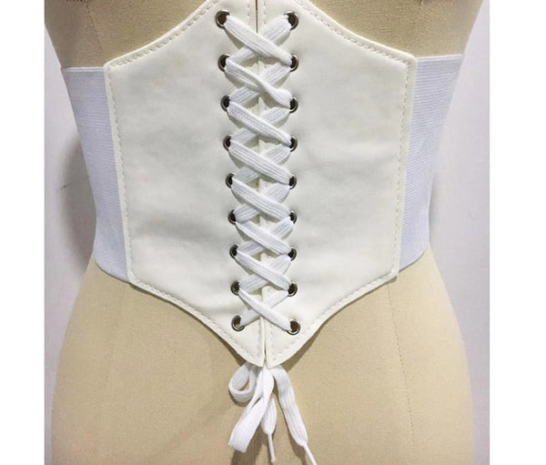 Corset Gothique à Lacet Blanc