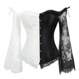 corset à manche longue noir et blanc